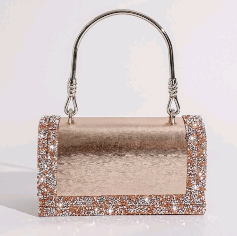SHEIN Rose Gold Mini Glitter Top-Handle Bag